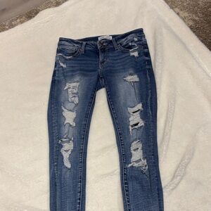 BKE Women's Distressed Skinny Jeans - Blue